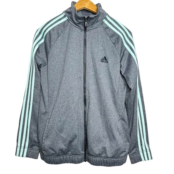 Adidas Designed 2 Move Gray 3 Stripe Track Jacket Women’s Size L (16-18) - Picture 1 of 8